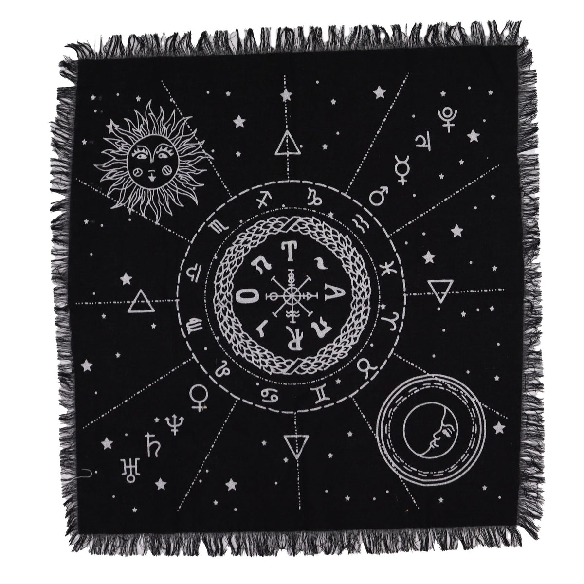 Tapis de Tirage en Coton — Carte Céleste du Soleil et de la Lune