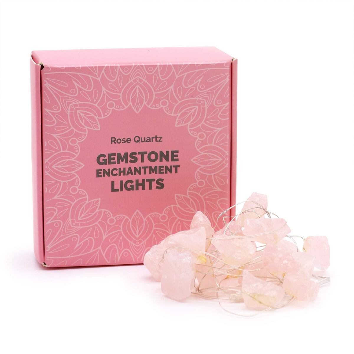 Guirlande Lumineuse de Cristaux Bruts — Quartz Rose de l'Amour