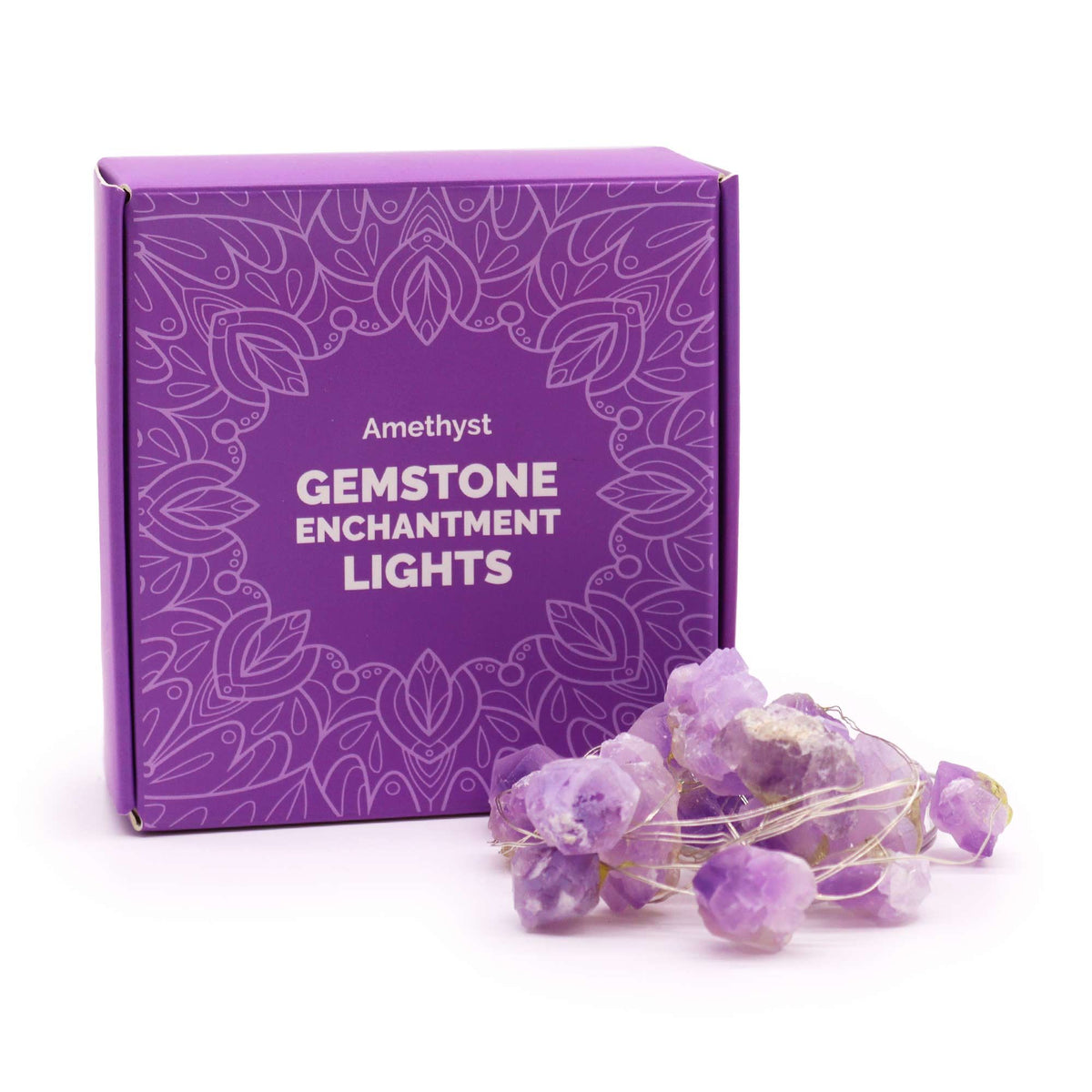 Guirlande Lumineuse de Cristaux Bruts — Améthyste Violette