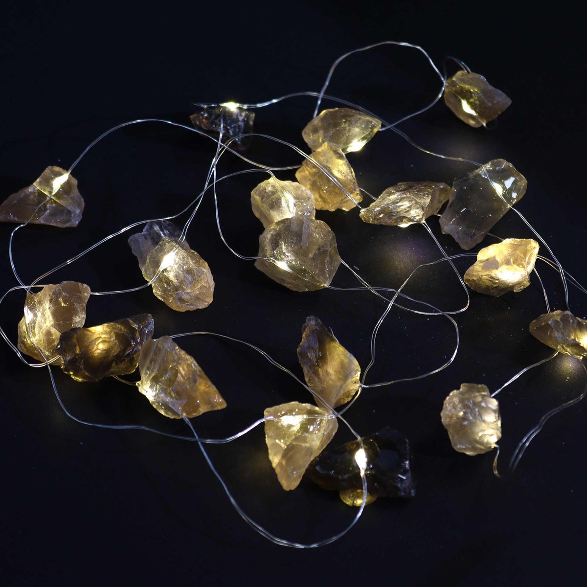 Guirlande Lumineuse de Cristaux Bruts — Citrine Solaire