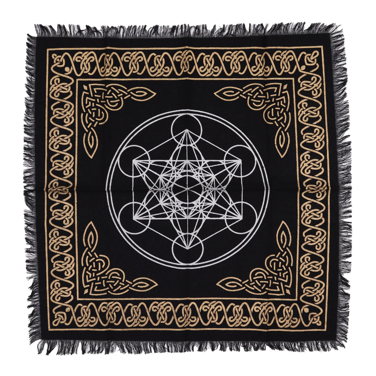 Tapis de Tirage en Coton — Géométrie Sacrée & Cube de Métatron