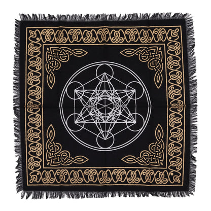 Tapis de Tirage en Coton — Géométrie Sacrée & Cube de Métatron