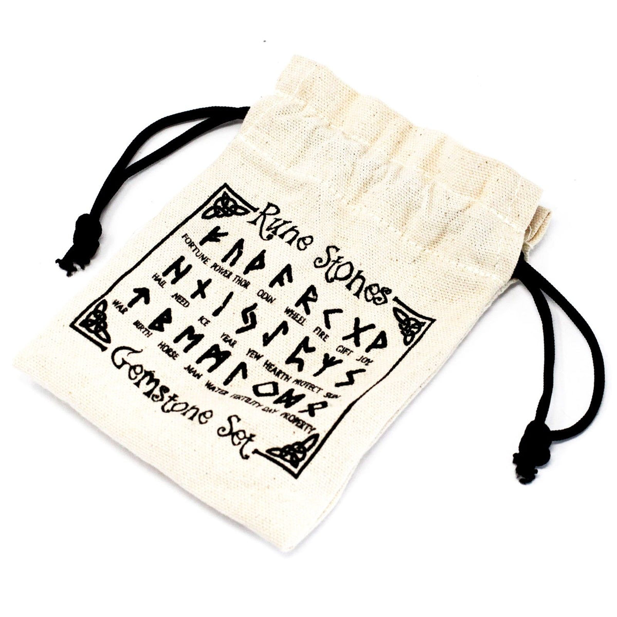 Jeu de Runes en Pierres Naturelles — Agate Noire