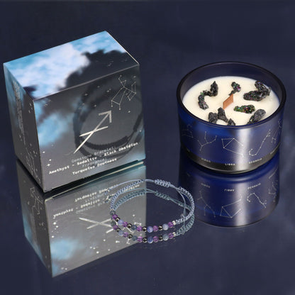 Bougie Astro & Bracelet Gemmes — Sagittaire