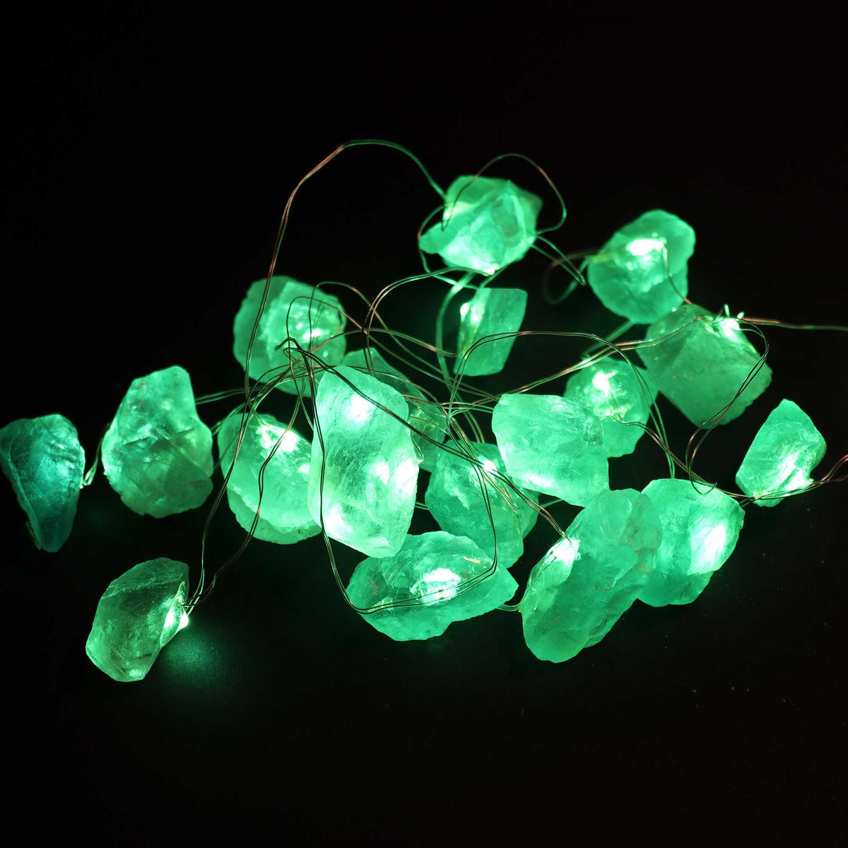 Guirlande Lumineuse de Cristaux Bruts — Jade Vert Équilibre