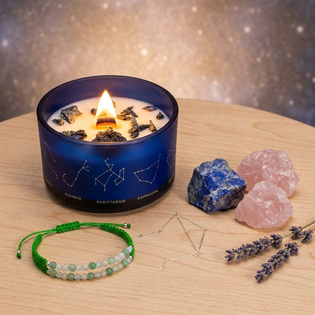 Bougie Astro & Bracelet Gemmes — Balance