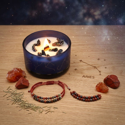 Bougie Astro & Bracelet Gemmes — Bélier