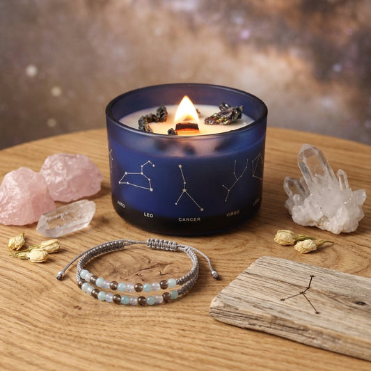 Bougie Astro & Bracelet Gemmes — Cancer