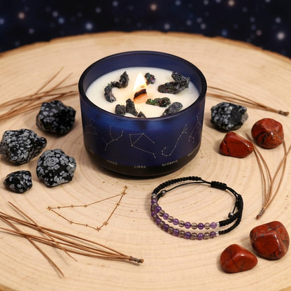 Bougie Astro & Bracelet Gemmes — Capricorne