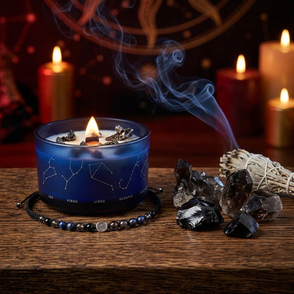 Bougie Astro & Bracelet Gemmes — Scorpion