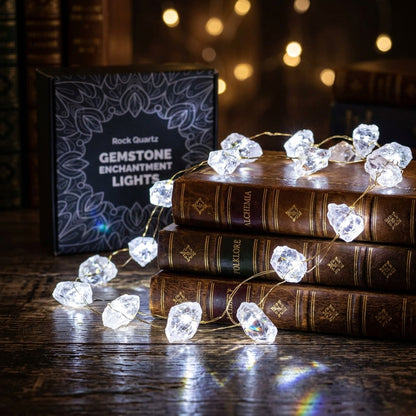 Guirlande Lumineuse de Cristaux Bruts — Cristal de Roche Pur