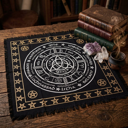 Tapis de Tirage en Coton — La Roue de l'Année Celte
